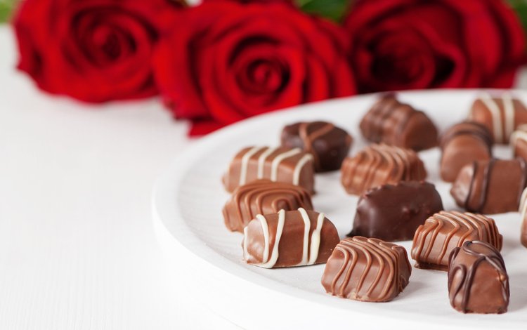 розы, конфеты, шоколадные, roses, candy, chocolate
