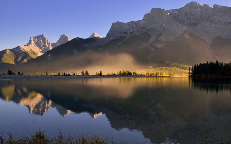 вода, озеро, горы, природа, пейзаж, утро, туман, water, lake, mountains, nature, landscape, morning, fog
