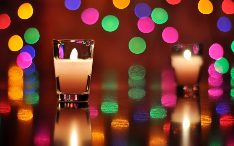 свечи, фон, огонь, разноцветный, блики, candles, background, fire, colorful, glare