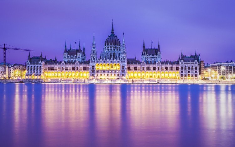 вечер, река, отражение, иллюминация, венгрия, будапешт, здание парламента, дунай, the evening, river, reflection, illumination, hungary, budapest, the parliament building, the danube