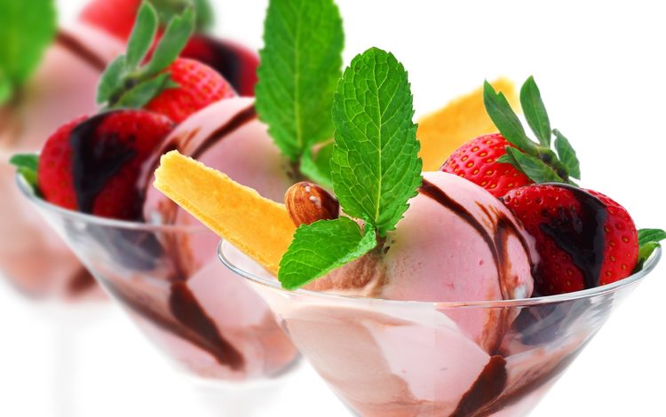мята, мороженое, клубника, шоколад, сладкое, десерт, mint, ice cream, strawberry, chocolate, sweet, dessert