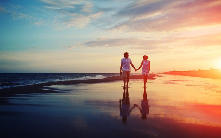 закат, море, любовь, пара, прогулка, двое, sunset, sea, love, pair, walk, two
