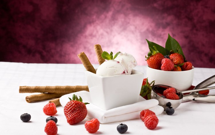 малина, мороженое, клубника, ягоды, черника, трубочки, raspberry, ice cream, strawberry, berries, blueberries, tube