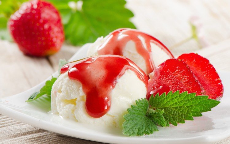 мята, мороженое, клубника, сладкое, десерт, mint, ice cream, strawberry, sweet, dessert