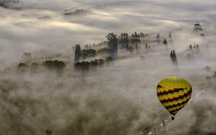 пейзаж, туман, спорт, воздушный шар, landscape, fog, sport, balloon