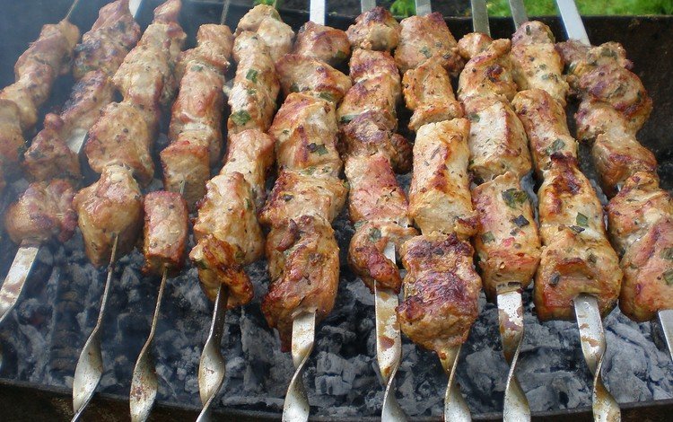 природа, мясо, шашлык, шампура, мангал, nature, meat, kebab, skewers, grill