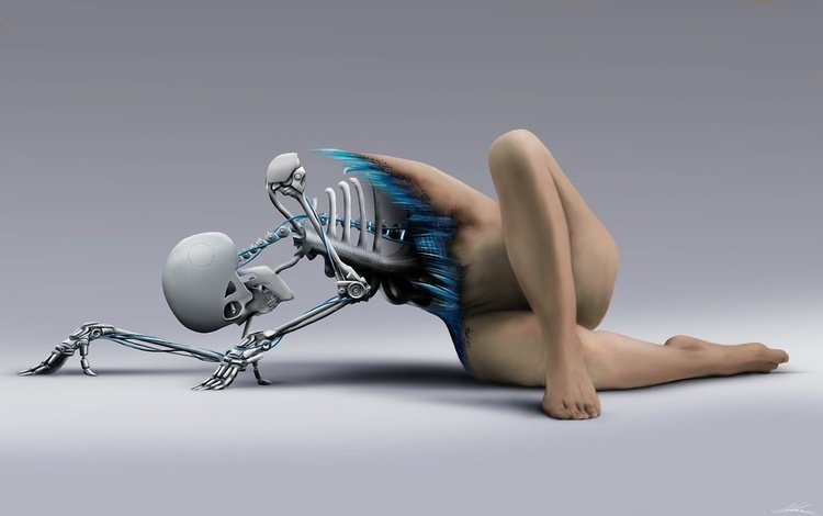 девушка, ноги, череп, тело, киборг, скелет, грудная клетка, girl, feet, skull, body, cyborg, skeleton, chest