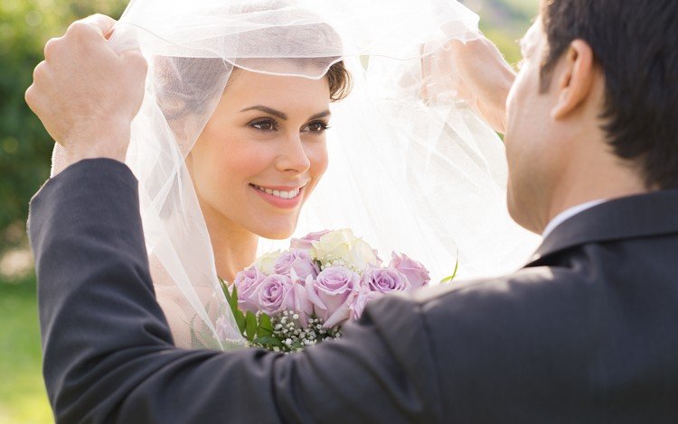 цветы, букет, жених, свадьба, невеста, фата, flowers, bouquet, the groom, wedding, the bride, veil
