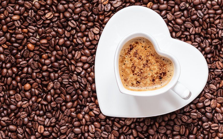 кофе, кофейные зерна, кружка-сердце, кофе зерна, coffee, coffee beans, mug-heart