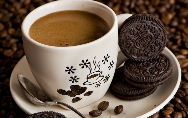 зерна, кофе, чашка, кофейные, печенье, шоколадное, anna verdina, grain, coffee, cup, cookies, chocolate