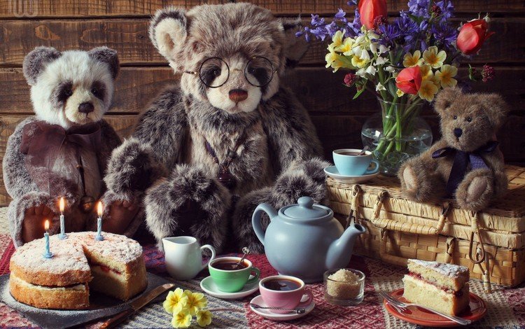 мишки, чаепитие, день рождения, пикник, день рожденья, маленького теда, bears, the tea party, birthday, picnic, little ted