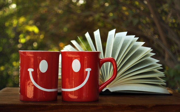 рисунок, улыбка, красные, книга, чашки, страницы, figure, smile, red, book, cup, page