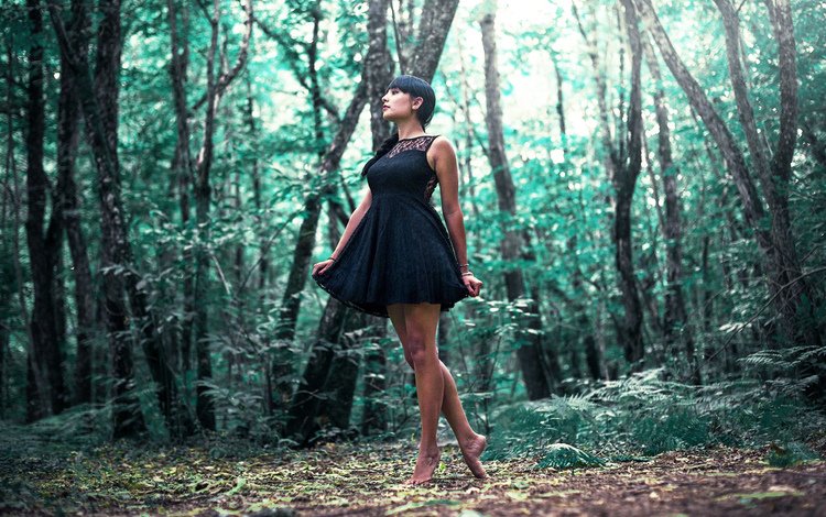 лес, девушка, платье, forest, girl, dress