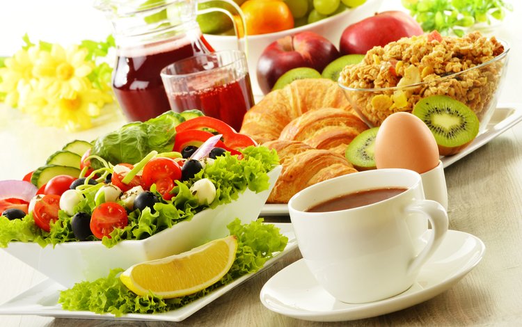 фрукты, кофе, завтрак, яйцо, салат, fruit, coffee, breakfast, egg, salad