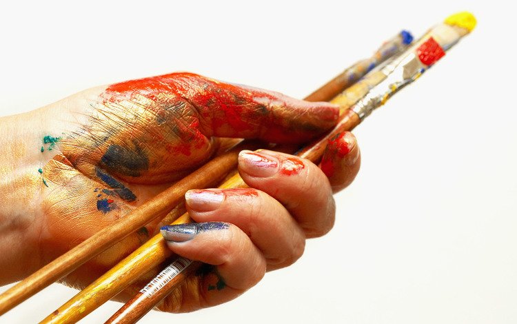 рука, краски, кисточки, изобразительное искусство, hand, paint, brush, fine art