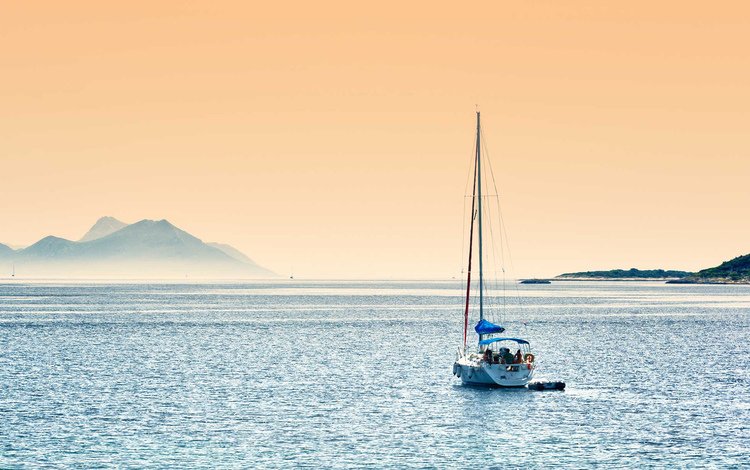 горы, море, даль, парусные, яхта парусник, парусный спорт, mountains, sea, dal, sailing, yacht sailboat