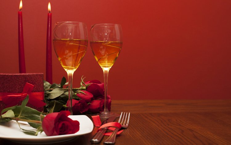 свечи, розы, шампанское, день святого валентина, 14 февраля, candles, roses, champagne, valentine's day, 14 feb