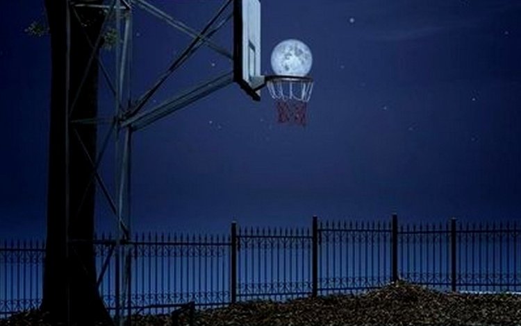 ночь, луна, баскетбол, night, the moon, basketball