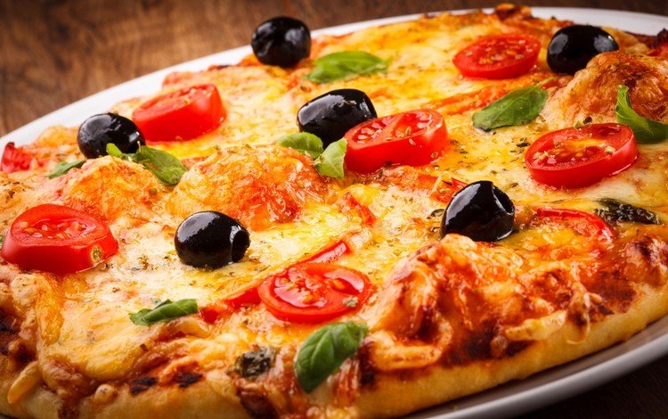 еда, сыр, помидоры, курица, пицца, маслины, блюдо, food, cheese, tomatoes, chicken, pizza, olives, dish
