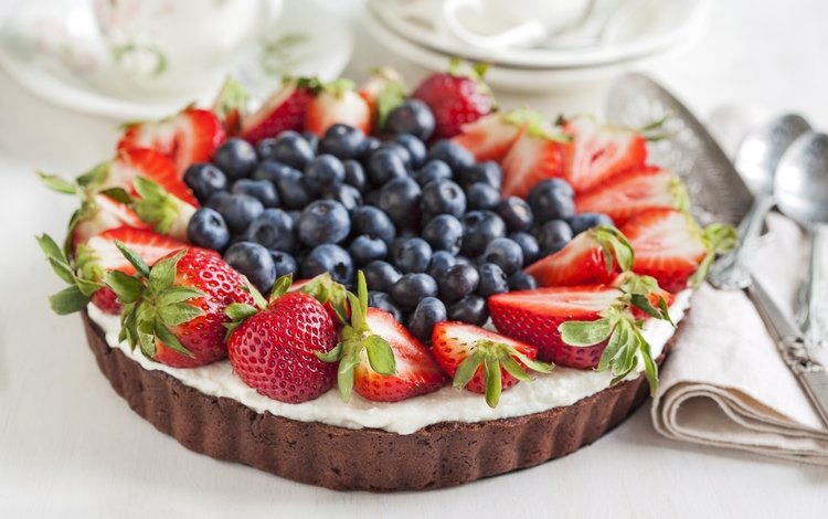 клубника, ягоды, черника, сладкое, торт, десерт, блюдо, strawberry, berries, blueberries, sweet, cake, dessert, dish