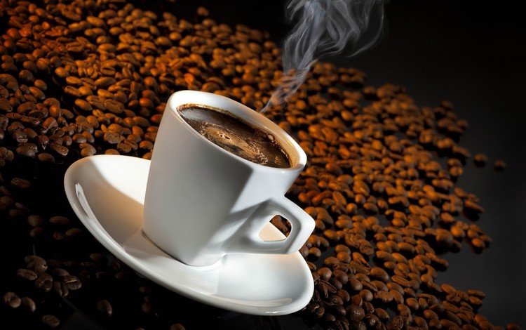 зерна, кофе, блюдце, чашка, пар, кофейные зерна, горячий кофе, grain, coffee, saucer, cup, couples, coffee beans, hot coffee