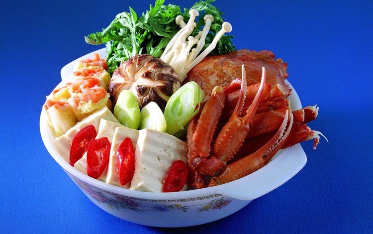 зелень, грибы, овощи, краб, морепродукты, блюда из крабов, greens, mushrooms, vegetables, crab, seafood, crab dishes