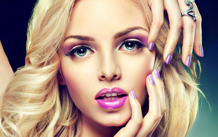 блондинка, модель, губы, лицо, макияж, помада, маникюр, blonde, model, lips, face, makeup, lipstick, manicure
