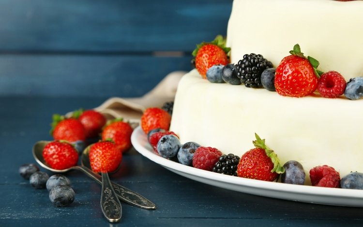 крем для торта, ежевика, малина, клубника, ягоды, черника, сладкое, торт, десерт, cream cake, blackberry, raspberry, strawberry, berries, blueberries, sweet, cake, dessert