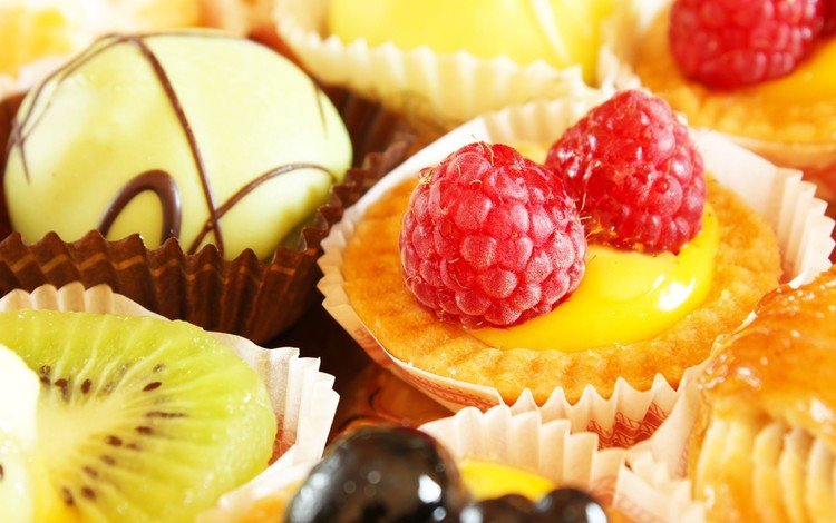 малина, киви, сладкое, пирожное, кекс, дессерт, пирожные с фруктами, raspberry, kiwi, sweet, cake, cupcake, dessert, cakes with fruit