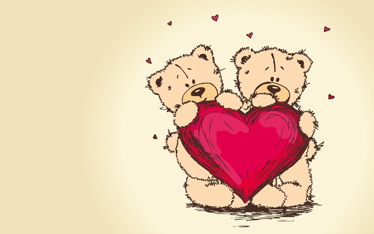 рисунок, мишки, сердце, любовь, романтика, пара, тедди, figure, bears, heart, love, romance, pair, teddy
