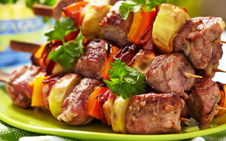 зелень, овощи, мясо, шашлыки, greens, vegetables, meat, kebabs