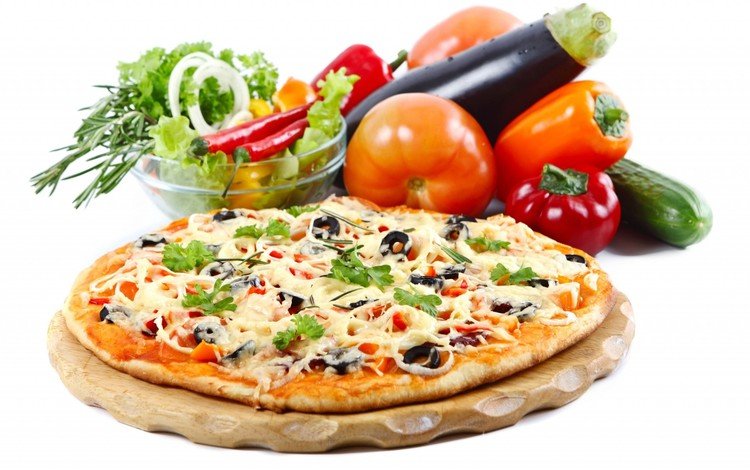 зелень, белый фон, овощи, баклажан, помидоры, перец, пицца, огурец, greens, white background, vegetables, eggplant, tomatoes, pepper, pizza, cucumber