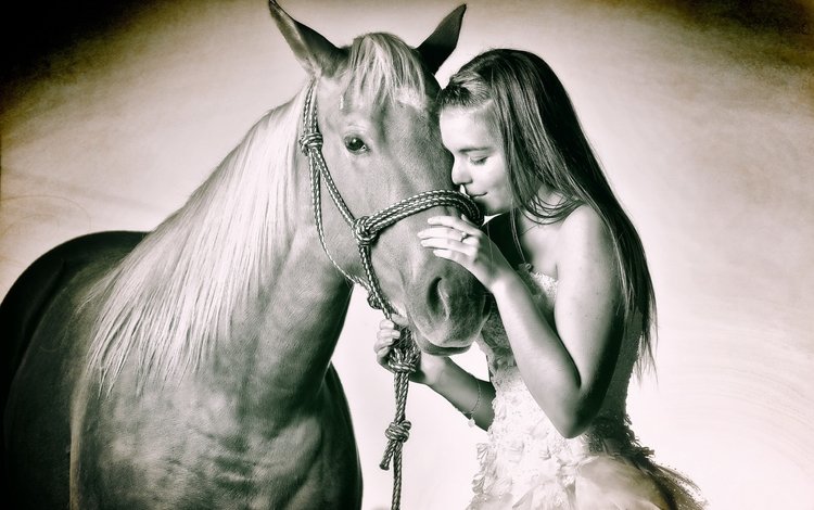 лошадь, девушка, настроение, horse, girl, mood
