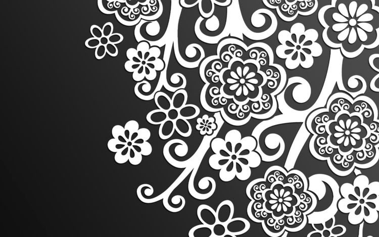 цветы, дизайн, фон, вектор, узор, черный, белые, flowers, design, background, vector, pattern, black, white