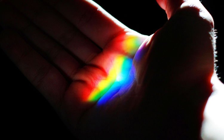 свет, рука, радуга, ладонь, light, hand, rainbow, palm