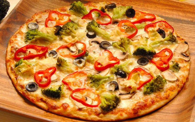 оливки, перец, пицца, брокколи, olives, pepper, pizza, broccoli