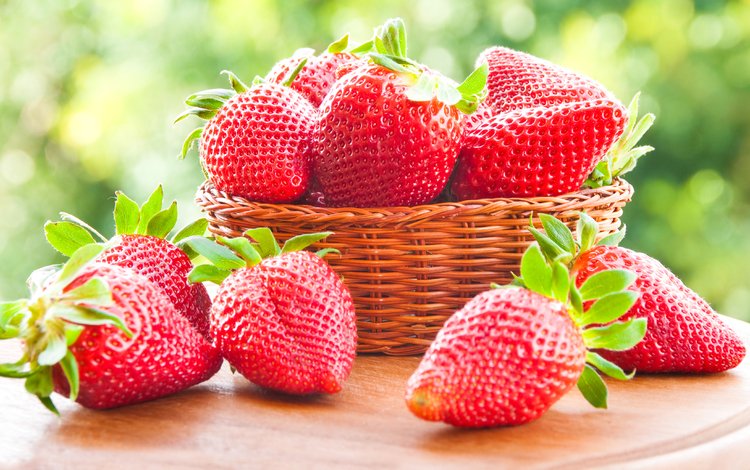 красная, клубника, спелая, ягоды, корзинка, red, strawberry, ripe, berries, basket