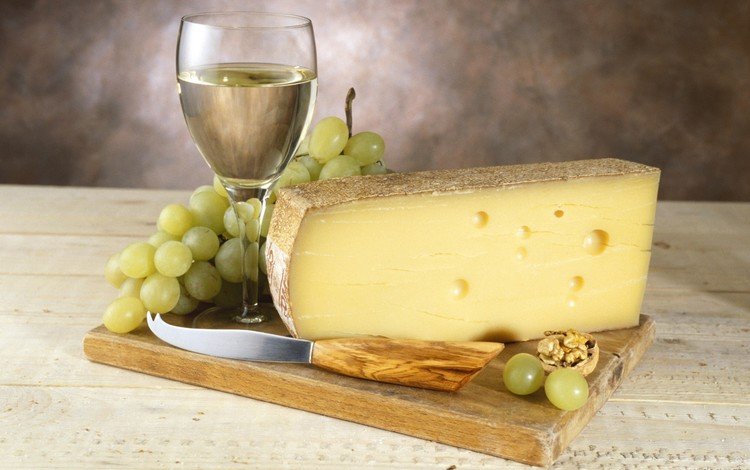 дощечка, виноград, стол, бокал, сыр, вино, белое, нож, орех, plate, grapes, table, glass, cheese, wine, white, knife, walnut