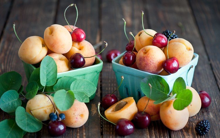 фрукты, черешня, ягоды, вишня, ежевика, абрикосы, fruit, cherry, berries, blackberry, apricots