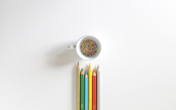 фон, разноцветные, конфеты, карандаши, белый, чашка, цветные карандаши, драже, background, colorful, candy, pencils, white, cup, colored pencils, pills