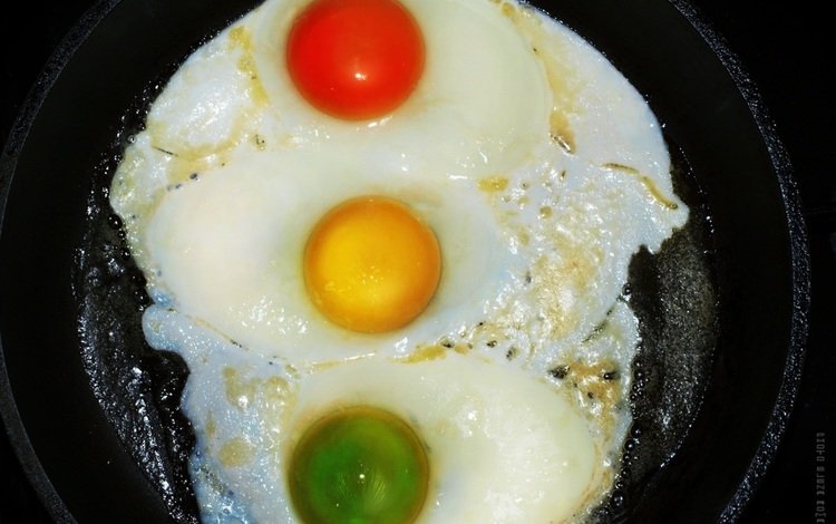 цвет, светофор, вкуснятина, яичница, color, traffic light, yummy, scrambled eggs
