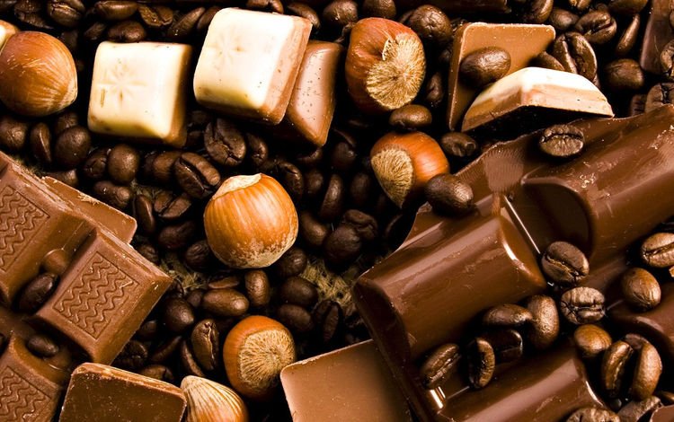 орехи, кофе, шоколад, кофейные зерна, фундук, nuts, coffee, chocolate, coffee beans, hazelnuts