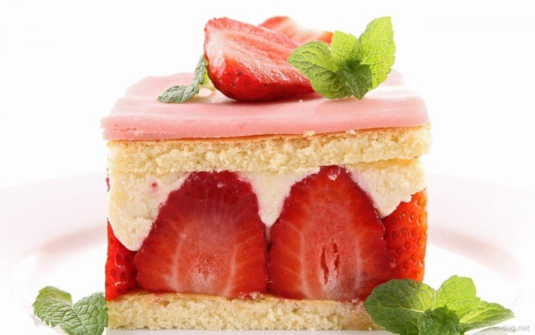 мята, клубника, сладкое, десерт, пирожное, клубничное пирожное, mint, strawberry, sweet, dessert, cake, strawberry cake
