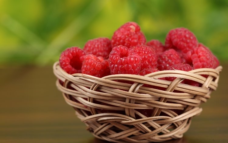 малина, красная, ягоды, корзинка, raspberry, red, berries, basket