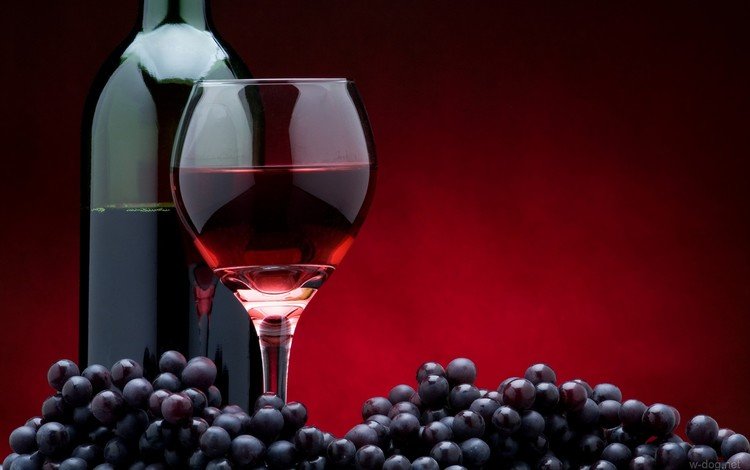 виноград, бокал, вино, бутылка, красное вино, grapes, glass, wine, bottle, red wine