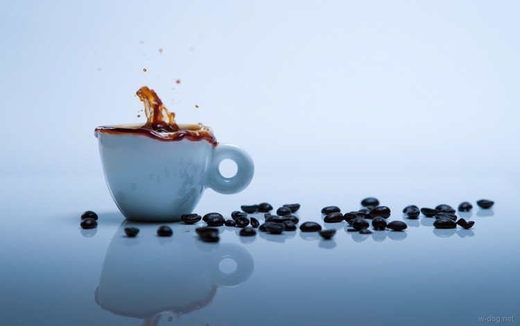 зерна, кофе, брызги, чашка, кофейные, grain, coffee, squirt, cup