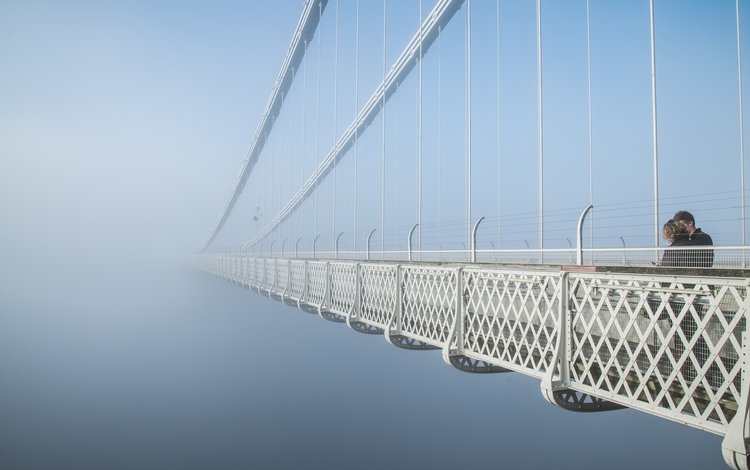 туман, мост, пара, бесконечность, fog, bridge, pair, infinity
