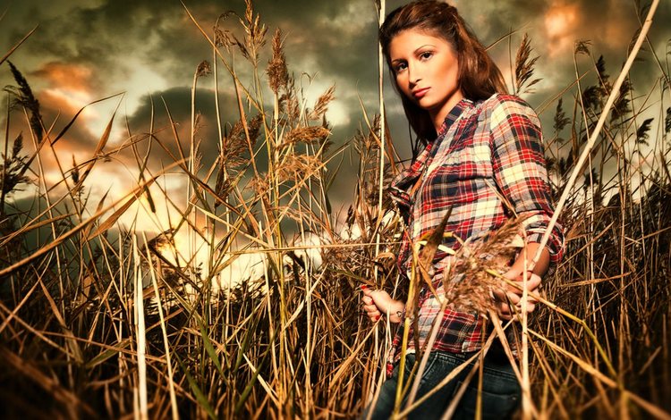 трава, девушка, поле, взгляд, модель, волосы, лицо, dejan sokolovski, grass, girl, field, look, model, hair, face