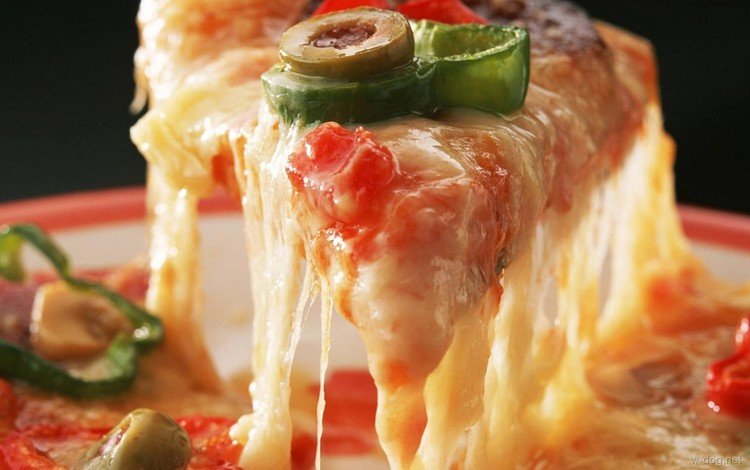 сыр, овощи, выпечка, помидоры, оливки, перец, пицца, кусок, cheese, vegetables, cakes, tomatoes, olives, pepper, pizza, piece