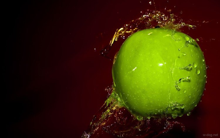 вода, фон, капли, фрукты, брызги, яблоко, зеленое яблоко, water, background, drops, fruit, squirt, apple, green apple